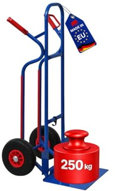 PROREGAL Sackkarre Ragnar mit XXL klappbarer Schaufel | HxBxT 117x62,5x62cm | Tragkraft 250kg | Pannensichere Räder | Stahl | Blau | Transportkarre Staplerkarre klappbar