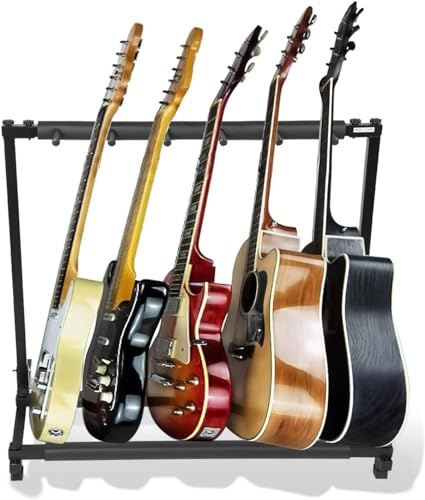 Gitarrenst?nder Gitarrenstaender Mehrfach 5 fach f¨¹r Akustikgitarre, Westerngitarre E-Gitarren Mehrfach Gitarrenhalter Guitar Stand mit Gummi gepolstert 86 * 47 * 73 cm, gitarrenst?nder