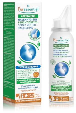 Puressentiel – Nasenhygiene Feuchtigkeitsspray – Sanfte Nasenreinigung – Isotonisches Nasenspray 100% natürlich – Meerwasser & Bio-Ringelblume – Medizinprodukt – 100 ml