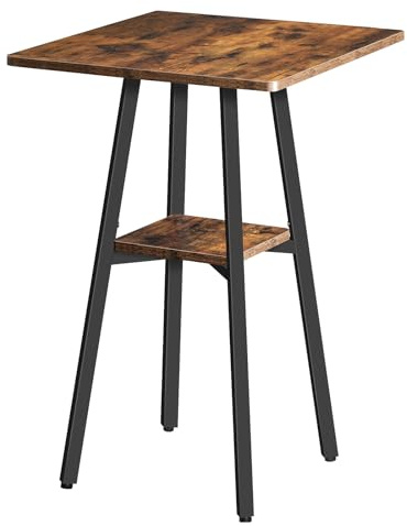 HOOBRO 2-stufiger Bartisch, hoher Bistrotisch, Kleiner Stehtisch mit 2 Tischplatten, Küchentisch, Balkontisch, für Wohnzimmer, Konferenzraum, Bar, Rustikales Braun und Schwarz EBF51BT01