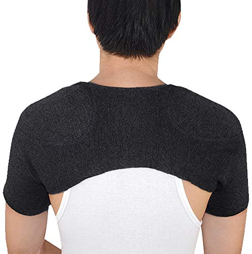 ITODA Schulterbandage Warm Schulterwärmer Wolle Schulterpolster Damen Herren Schulterstütze Elastisch Schulterschutz Schultergelenk Unterstützung Für Gelenkschmerzen Sportverletzungen,L