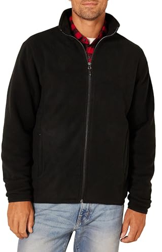 Amazon Essentials Herren Fleecejacke mit durchgehendem Reißverschluss (in Big und Tall erhältlich), Schwarz, XL