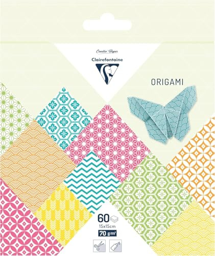 Clairefontaine 95635C - Packung mit 16 Bogen Origamipapier 70g/m2, 15x15cm, Sommer, 1 Pack