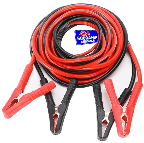MEISHILE 2 X 5M Starthilfekabel, 3000A Überbrückungskabel Auto, Überbrückungskabel für Starthilfe Schwache Batterie, mit Starken Klemmen, für Pkw LKW Kupferbeschichteten Aluminiumkabeln