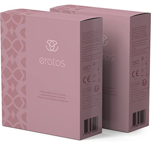 ERATOS - Frauenkondome, Female condom - Mit patentiertem Einführdorn - Latex natürlichen Ursprungs Geruchlos - Gleitmittel auf Wasserbasis - CE-Norm - 4er Pack Kondome für Frauen