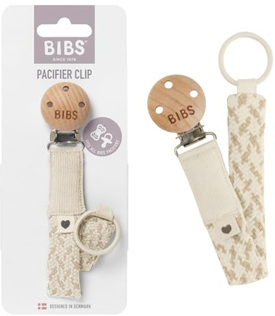 BIBS Pacifier Clip. Schnullerkette. Bio-Baumwolle. Dänisches Design. 100% Bio-Baumwolle, 0-36 Monate (1er Pack), Ivory/Vanilla
