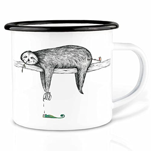 Ligarti® Emaille Tasse (leicht & robust) | Design Cup, Camping Becher handveredelt in Deutschland | Kaffeetasse, Emaillebecher