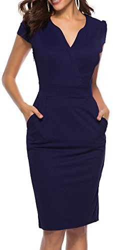 Ceasikery Damen Cocktailkleid für Business, Retro-Design, figurbetont, für Büro, Arbeit und Freizeit.