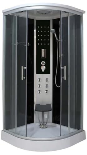 Sanotechnik Dampfduschkabine Relax 90×90×215cm – All-in-One Komplettdusche | Dampfgenerator, 6 Massagedüsen, LED-Licht, Radio, Ventilator & Sitzwanne, CS99