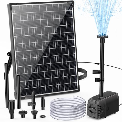 Biling 20W Solarbrunnen für Draussen mit 4 Düsen, 875L/H Solar Springbrunnen für Außen Mittelgroße Gartenteiche (5-10㎡), Leise Teichpumpe Solar DIY Garten Wasserspiel Terrassen Brunnen Teichbelüftung