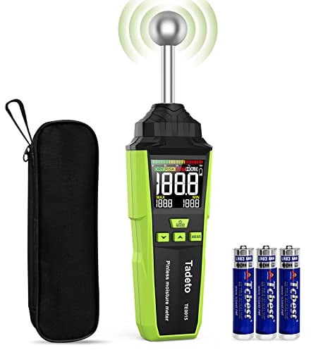 Feuchtigkeitsmessgerät, Zerstörungsfreie Messung Feuchtemessgerät mit Farb-LCD und Akustischem Alarm, Feuchtigkeitsmesser für Alle Baustoffe, Wände, Holz, Putz, Mauerwerk, 20-40 mm Analysetiefe