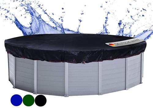 QUICK STAR Poolabdeckung Rund für 320-366 cm Pools | Planenmaß Ø 420 cm | Schwarz | Sommer & Winter Poolplane | Solar Abdeckplane 200g/m² PE Zweifach Beschichtete Abdeckung | Solarplane UV-Resistent