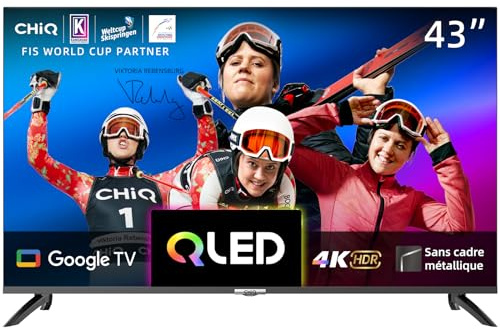 CHiQ U43QM8E 43 Zoll QLED TV, UHD 4K Smart TV, Google TV, WiFi, Bluetooth 5.0, DBX TV, Dolby Audio, Google Assistant, Chromecast, Triple Tuner, Netflix