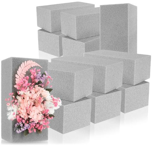com-four® 12x Steckmasse für Blumengestecke, Steckschaum für Trockenblumen | Blumensteckschaum - Steckschwamm zum Basteln für Hochzeit und Geburtstag