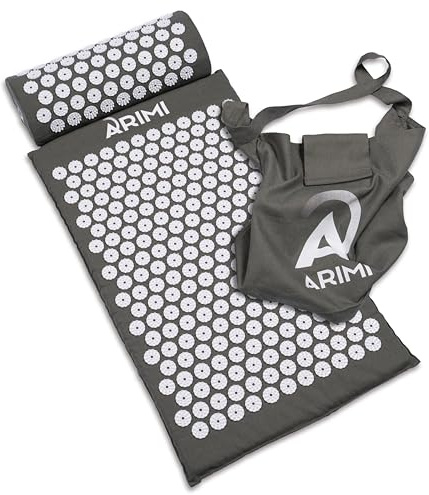 ARIMI® Akupressurmatte mit Kissen und Tasche, nachhaltig, ergonomisch – für Schmerzlinderung, Entspannung und Regeneration, ideal für Rücken und Nacken, Massagematte mit Akupressurkissen