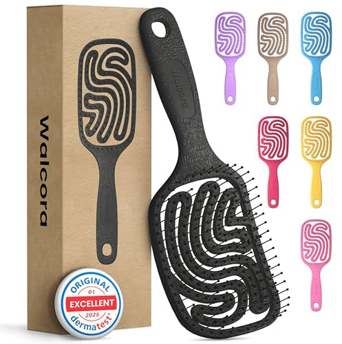 Walcora Haarbürste ohne Ziepen – NEUHEIT 2026 – Entwirrbürste & Detangler Bürste für Damen, Herren & Kinder, für Locken, nasse, feine & lange Haare, Hair Brush - Schwarz