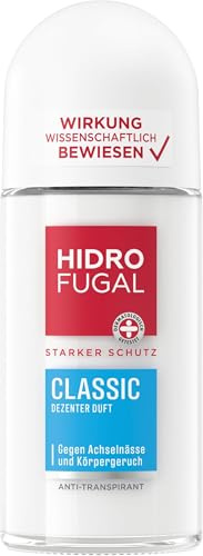 Hidrofugal Classic Roll-on (50 ml), starker Anti-Transpirant Schutz mit dezentem Duft, Deo für zuverlässigen Schutz ohne Ethylalkohol (Packung mit 5)