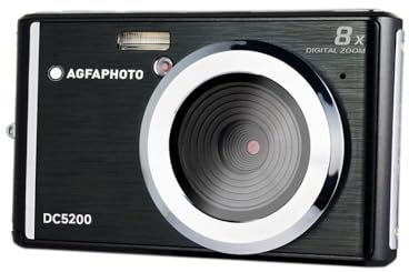 AGFA PHOTO Realishot DC5200 - Kompaktes Digitalkamera, 21MP, 2,4” LCD-Bildschirm, 8x Digitalzoom, HD 720p Video, Lithiumbatterie, SD-Karten, Szenenmodi - Schwarz