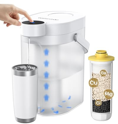 Waterdrop WD-ED11W Wiederaufladbarer Elektrischer Wasserfilterkrug, 3,5L Wasserenthärter Kalkfilter 3 Monate Langlebiger Sofortiger Wasserfilter Dispenser, Reduziert Calcium, Magnesium +70 Schadstoffe