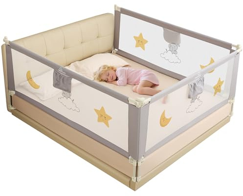 Bettgitter für Kleinkinder, 3 Stück Bettschutzgitter für Kinder Kinderbettgitter Babybettgitter Klappbar, Kinderbett Kinderbettschutzgitter Rausfallschutz Bett - (2X 200 cm + 1x 180 cm) im Bundle