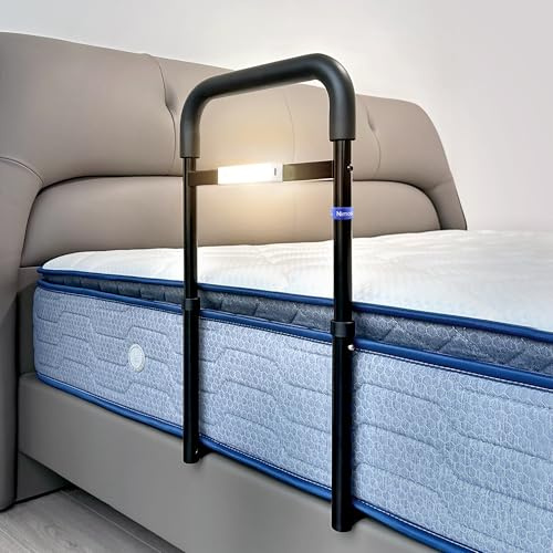 NIMOOD Aufstehhilfe Bett, Haltegriffe für Senioren, Bett Einstiegshilfe, Höhenverstellbarer Haltegriff für Senioren, LED-Sensorlicht zur Vermeidung von Stürzen in der Nacht, Sicherheit und Stabilität
