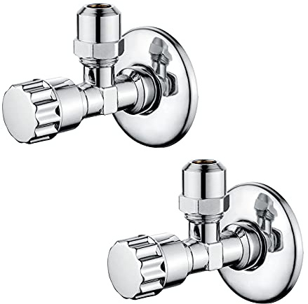 Ibergrif Eckventil 1/2" x 3/8" Selbstdichtend, Absperrventil aus Messing, Wandanschluss 1/2 Zoll, Schlauchanschluss 3/8 Zoll, für Waschbecken & WC Spülkasten, Chrom, 2er Set
