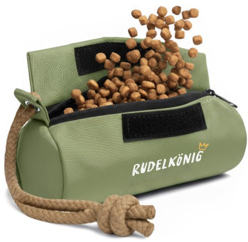 Rudelkönig Futterbeutel Hundetraining - Apportierbeutel für Hunde | Futterdummy mit Klett & Reißverschluss - für Nass- und Trockenfutter - robust & strapazierfähig