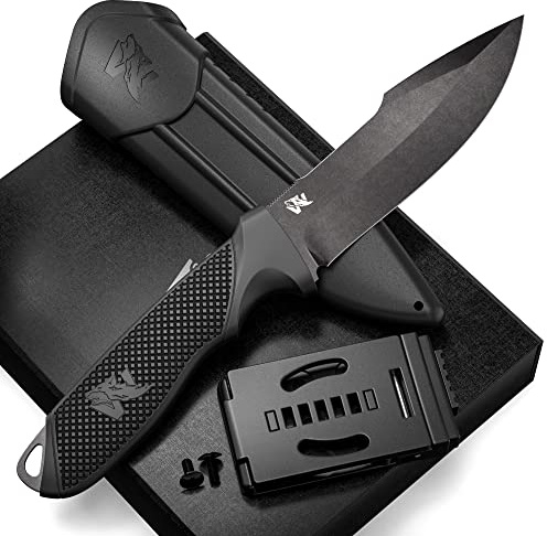 Wolfgangs ODENWOLF W2 Outdoor Messer feststehende Klinge - Inkl. Scheide - Ideales Jagdmesser aus einem Stück D2 Stahl gefertigt - Premium Survival Messer - Perfektes Bushcraft Messer Outdoor