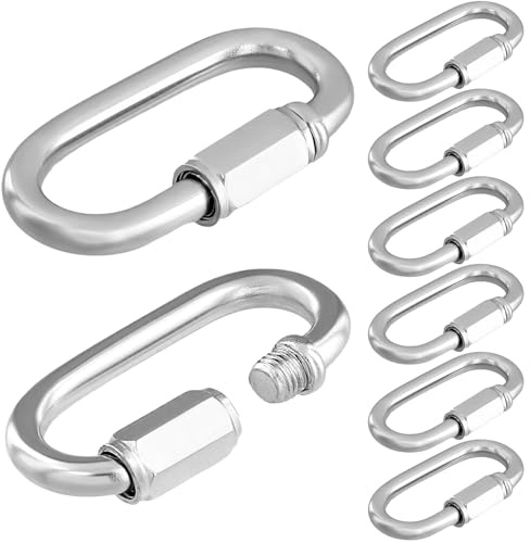 QWORK® 8 Stück M6 Federschnappclip mit Verschluss - Edelstahl 304 - Robuster Schraubverbinder bis 280 kg - Zubehör für Kette, Schlüsselanhänger und mehr