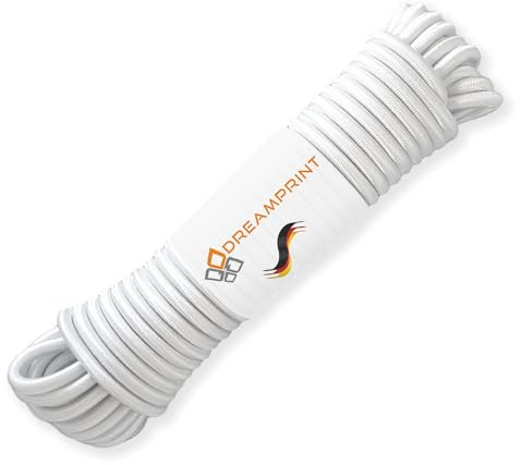 Dreamprint Expanderseil 20m Weiß 4mm Ø - Gummiseil, Planenseil, elastisches Seil für Innen & Außen - Wetterfest & Reißfest - Ideal für Ladungssicherung, Planenbefestigung, Camping & Outdoor