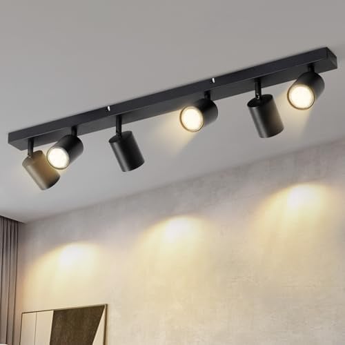 Lichtmaler Deckenstrahler 6 Flammig Deckenleuchte Schwarz LED Deckenlampe | Schwenkbar 350° Deckenspot Strahler GU10 Spots für Wohnzimmer Schlafzimmer Küche, Ohne Leuchtmittel