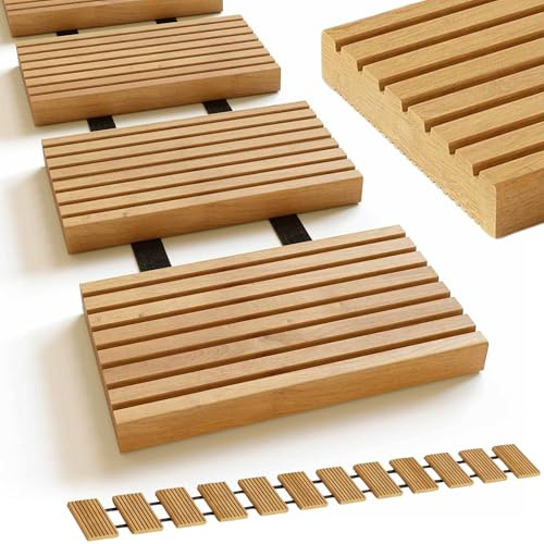 holz4home® Rollweg aus Lärche 25cm Breite I 2,5 Meter langer Holzweg Gartenweg zum Ausrollen I Witterungsbeständig, schnell trocknend und Stabil I Trittsteine rutschfeste Oberfläche durch Riffelung