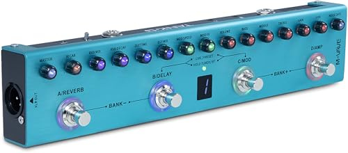 M-VAVE Pure Digital Multi-Effekt Gitarrenpedal-Effektor mit Hall, TANK G V2 Verzögerung, MOD und Verstärker eingebaute wiederaufladbare Lithium-Batterie.