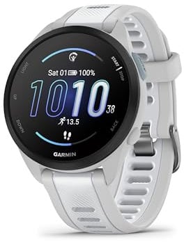 Garmin Forerunner 165 43mm - Lauf-Smartwatch, 1,2" AMOLED Touchscreen, bis zu 11 Tage Akkulaufzeit, 25+ Sport-Apps, Trainingsempfehlungen, Gesundheitsdaten, smarten Funktionen