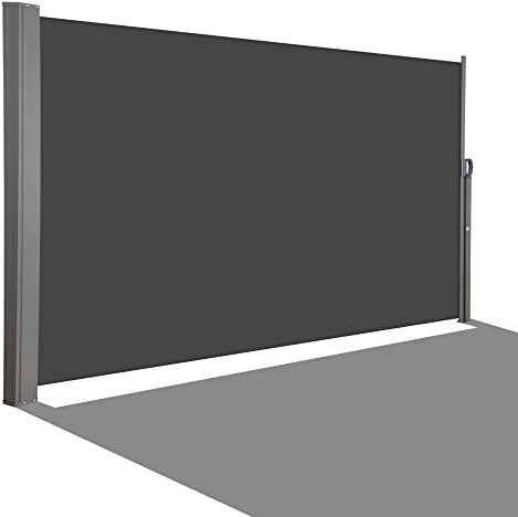 HOMEDEMO Seitenmarkise ausziehbar, 180 x 350+20 cm Anthrazit, Sichtschutz Sonnenschutz Markise, Windschutz Wasserdicht Seitenzugmarkise, Seitenrollo für Balkon, Terrasse, Garten