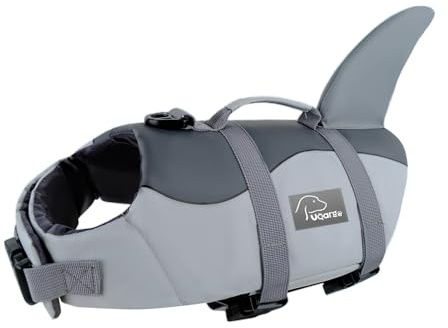 Voarge Hundeschwimmweste für Haie, mit Griff ,Sicherheitsweste für Haustiere Hundeschwimmweste (Grau, XL)