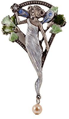 Damen-Brosche im Jugendstil Fee Emaille Anstecknadel