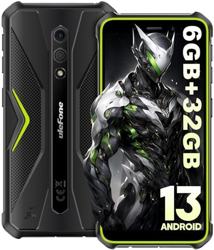 Ulefone Armor X12 Outdoor Handy 6GB + 32GB/256GB SD Android 13 Go, 4860mAh 13MP+8MP 5,45'' HD+ IP69K baustellenhandy Smartphone ohne vertrag Günstig 4G Dual SIM Face ID NFC GPS - Grün 2 Jahre Garantie