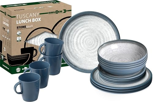 BRUNNER 0830155N.C5T Geschirrset, Blau, Grau, Set of 16