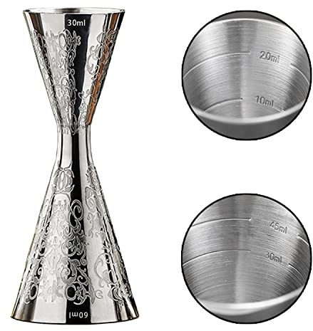 WOMLEX Cocktail-Messbecher, Barmaß mit Innenskalierung für Einen Cocktail Braucht - 304 Edelstahl,Geeignet für Bars und Wohnungen (Elfe, 30ml und 60ml)
