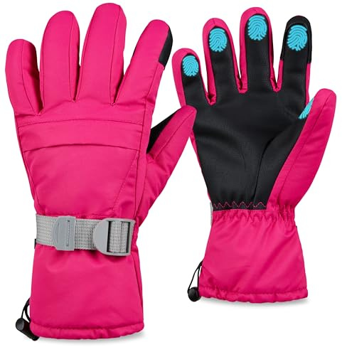 CityComfort Ski Handschuhe Damen, Fleece Thermo Handschuhe Damen & Teenager Fleece-Futter Wasserdicht Winddicht Geschenke für Frauen