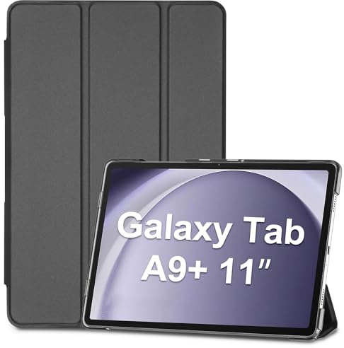 ProCase Hülle für Samsung Galaxy Tab A9+ / A9 Plus 11 Zoll 2023 (SM-X210), Dreifache Schutzhülle Case für 11" Galaxy Tab A9+/A9 Plus, Dünn Leicht Smart Cover mit Translucent Frosted Rückhülle -Schwarz
