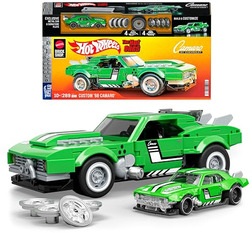 ​Mattel Brick Shop Hot Wheels Speed Serie Bauset, Custom ’68 Camaro mit 289 Teilen, realistischen Details und individuellen Aufklebern, für Sammler und Kinder ab 10 Jahren, JFT16