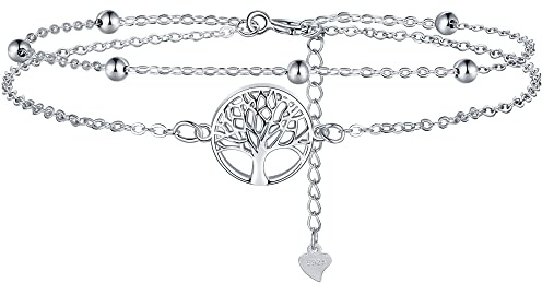 Lydreewam Lebensbaum Armband für Damen 925 Sterling Silber Baum des Lebens Doppel Armkette mit Geschenkbox für Geburtstag Muttertag Weihnachten, verstellbar 17+4cm
