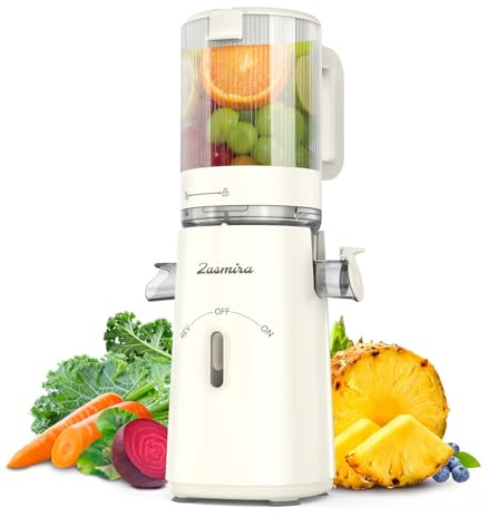 Zasmira Entsafter Slow Juicer mit hohem Drehmoment und 120MM-Einfüllschacht, Kein Vorschneiden entsafter für gemüse und obst, 99,6% Saftreinheit, 1,5L, REV-Modus, einfacher zu reinigen