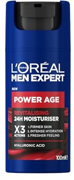 L'Oréal Men Expert Gesichtscreme gegen Falten für Männer, Anti-Aging Feuchtigkeitspflege für müde und matte Haut, Gel-Creme für Herren mit Hyaluronsäure und Tri-Peptide, Power Age, 100 ml