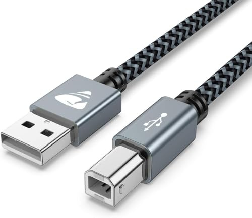 Aioneus Aioneus Druckerkabel, 3 m, USB 2.0 Typ A Stecker auf B Stecker, Scannerkabel, geflochtenes Nylon-USB-Druckerkabel für HP/Dell/Canon/Lexmark/Xerox/Brother/Samsung usw.