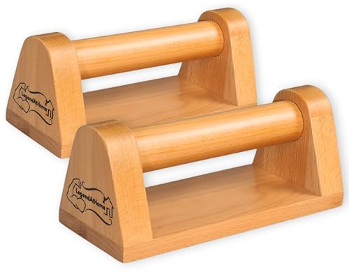 LegendAtHome Liegestützgriffe [2er-Set] aus Buchenholz – stabile & gelenkschonende Parallettes für Push Ups, Calisthenics, Dips & Fitness Training – rutschfest & tragbar