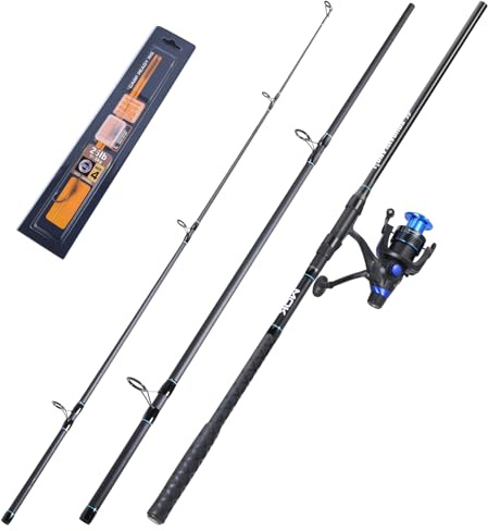 Sougayilang Karpfen Rute und Rolle Combo, 3-Abschnitt High - Qualität Carbon Angelrute und Karpfen Reel Angelset mit Angelschnur Haken Rigs