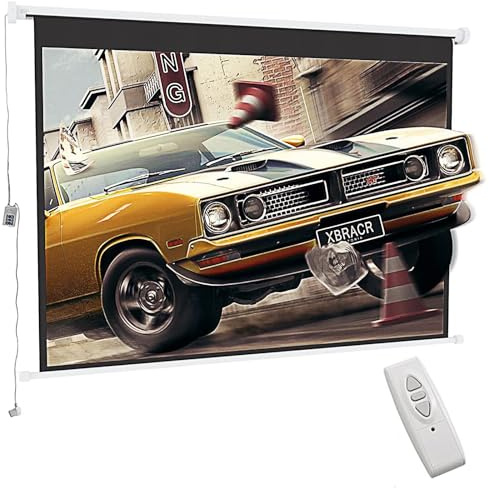 INMOZATA Beamer Leinwand Elektrisch 72 Zoll/ 166x124cm 4:3 Motorleinwand | Elektrische Leinwand Deckenmontage & Wandmontage, Projektor Leinwand Beamer mit Fernbedienung für Heimkino Büro, Weiß